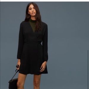 Wilfred black long sleeve wrap dress